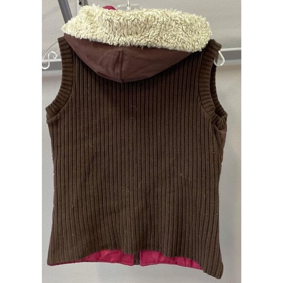 Free People Nordic Southwest Boho Brown And Purple Puffer Vest With Hoodie Sz ?? - Picture 2 of 12